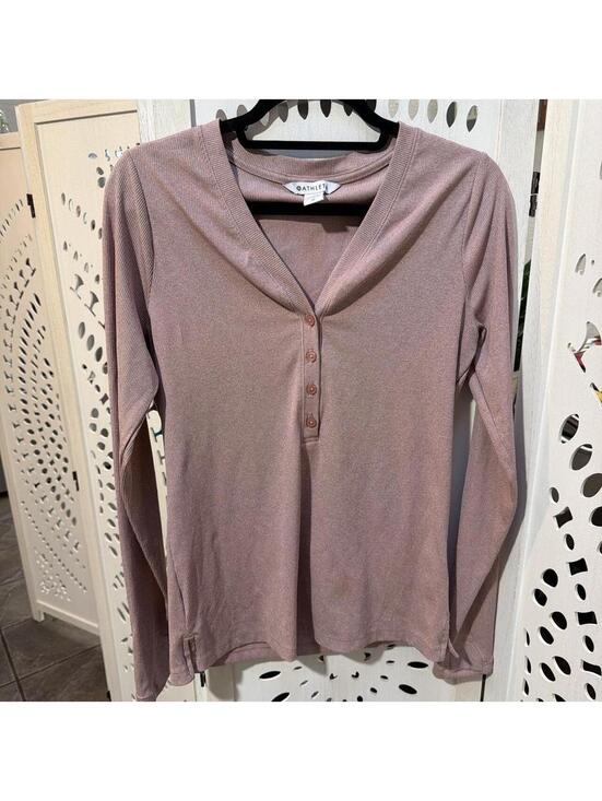 Athleta Tops - Athleta pink ribbed long sleeve top